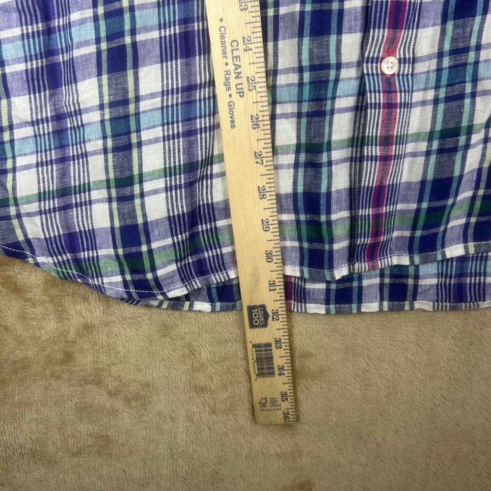 Tommy Bahama Mens 100% Linen 3XL Plaid Button Front Shirt Blue Purple ST324715 - Picture 2 of 7